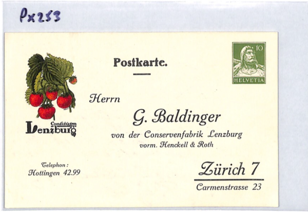 SWITZERLAND 10c Tell ADVERT STATIONERY Card Illustrated STRAWBERRY LenzburgPX253 - Image 10