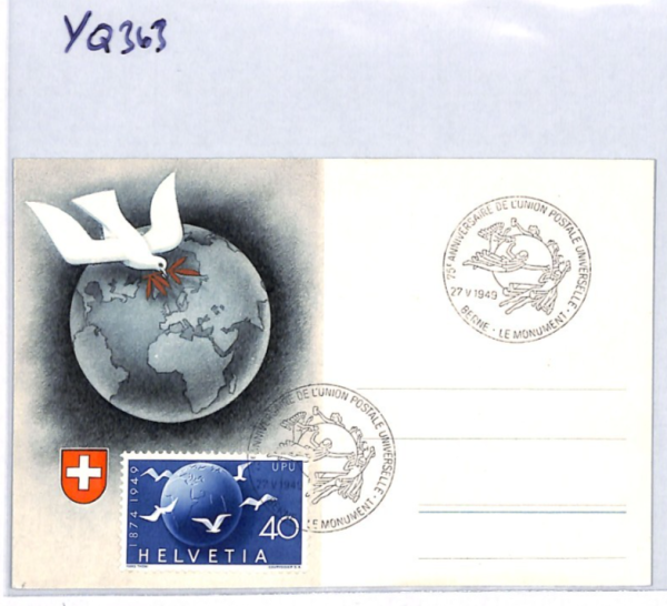 SWITZERLAND 1949 *UPU* 40c MAXI-CARD First Day Cover Berne BIRDS GLOBE YQ363 - Image 8
