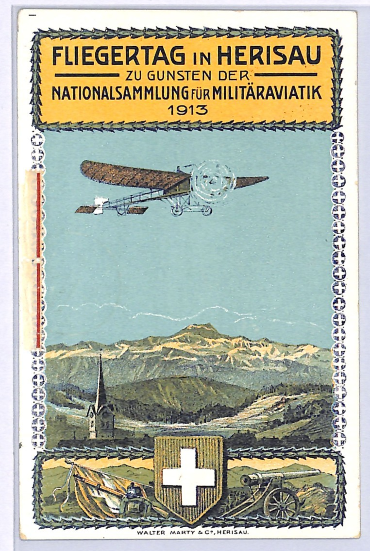 SWITZERLAND AVIATION ART 1913 Card Used 1925 Lausanne COMPTOIR SUISSE Cancel WQ4
