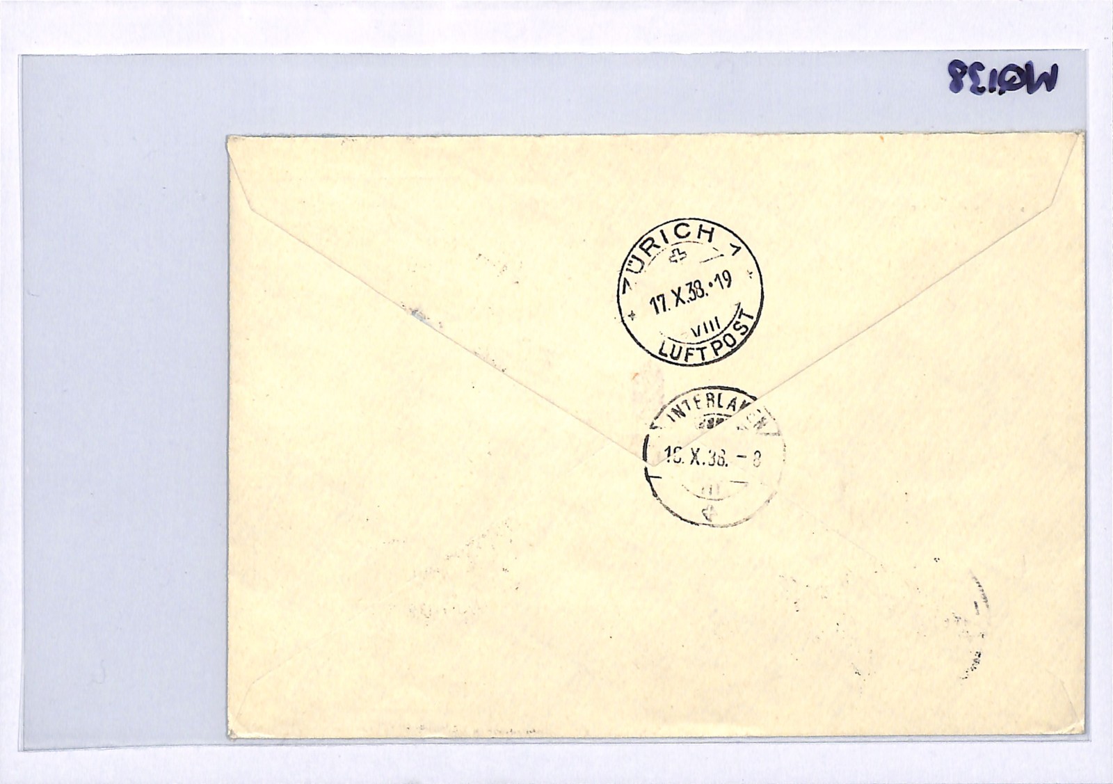 SWITZERLAND Air 45c BLOCK{4} Cover 1938 FIRST FLIGHT SWEDEN Stockholm WQ138 - Image 6