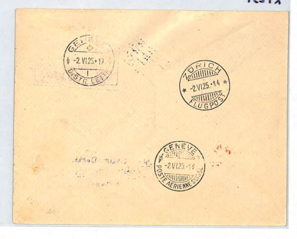 SWITZERLAND Air Cover 1925 AVIATION MEETING Stamps *Geneva Aerodrome* Reg XT239 - Image 3