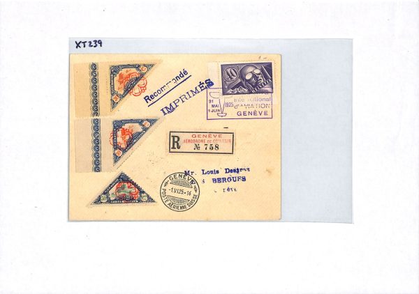 SWITZERLAND Air Cover 1925 AVIATION MEETING Stamps *Geneva Aerodrome* Reg XT239 - Image 4
