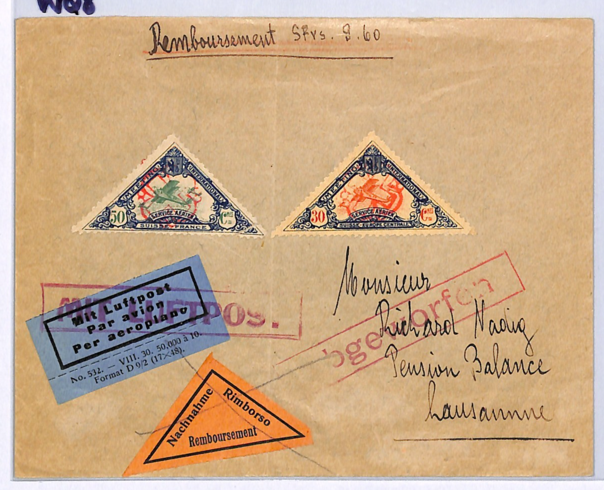 SWITZERLAND Air Mail 1925 MEETING INTERNATIONAL SERVICE AERIENNE Lausanne WQ8 - Image 3