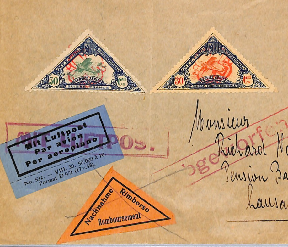 SWITZERLAND Air Mail 1925 MEETING INTERNATIONAL SERVICE AERIENNE Lausanne WQ8