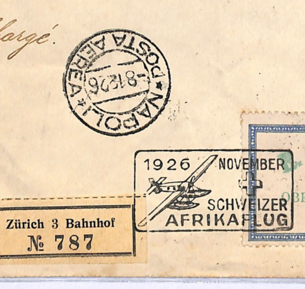 SWITZERLAND Air Mail Cover 1926 *AFRIKAFLUG* Zürich Rail Station Reg Italy WG354 - Image 5