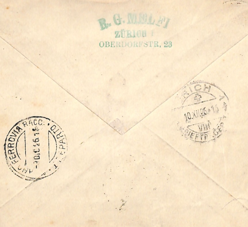 SWITZERLAND Air Mail Cover 1926 *AFRIKAFLUG* Zürich Rail Station Reg Italy WG354 - Image 9