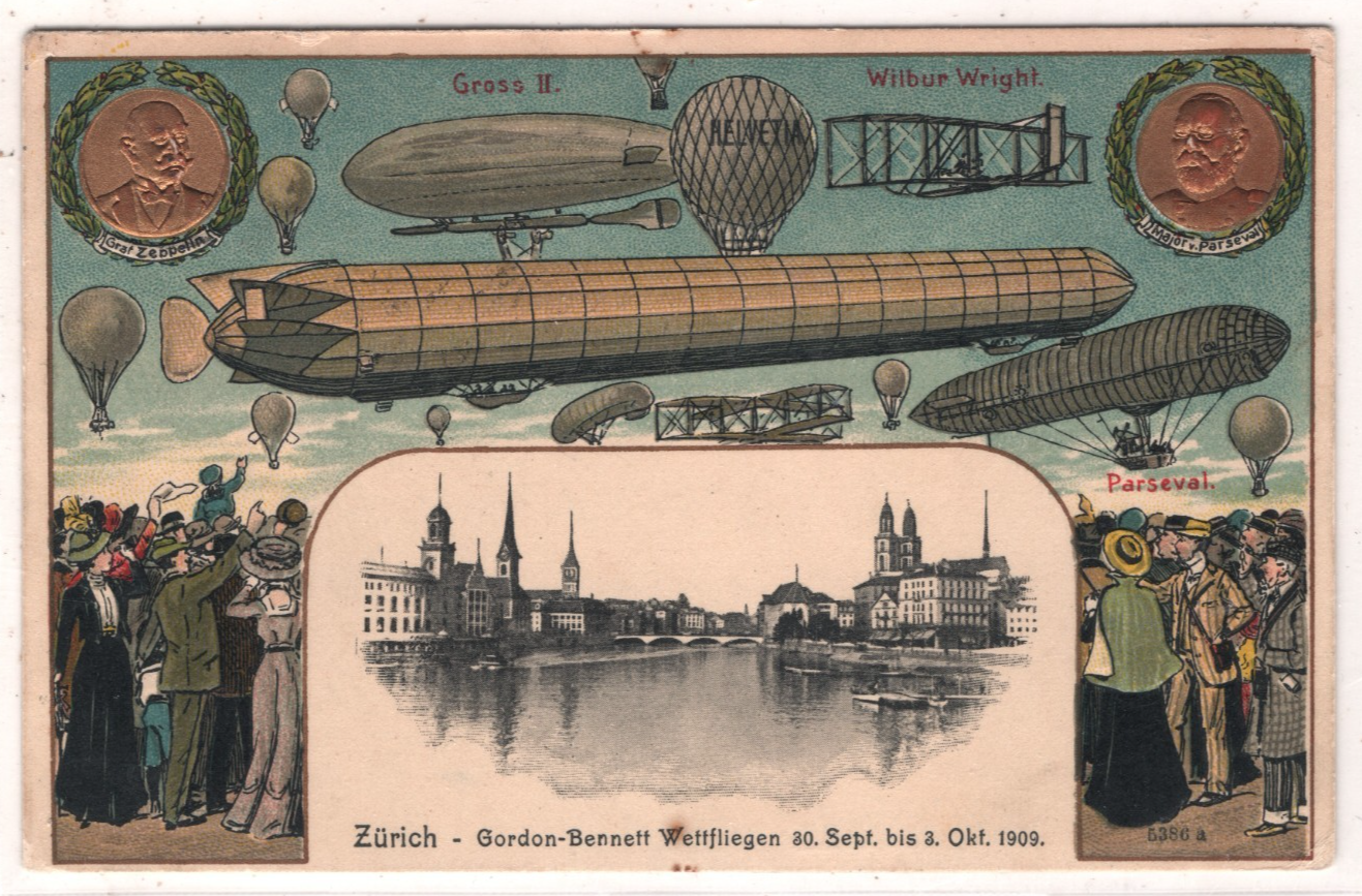 SWITZERLAND Card ZEPPELIN *GORDON BENNETT* BALLOON Zurich 1909 AVIATION KZ30 - Image 6