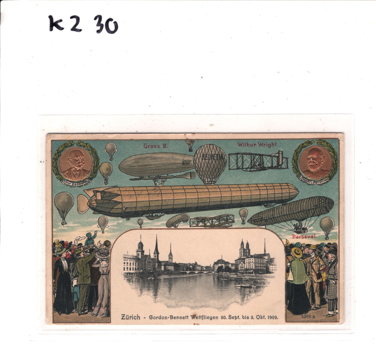 SWITZERLAND Card ZEPPELIN *GORDON BENNETT* BALLOON Zurich 1909 AVIATION KZ30 - Image 8