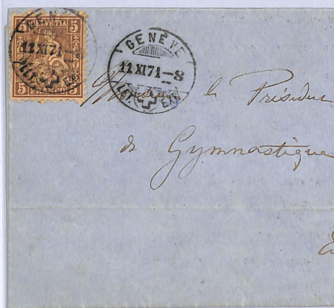 SWITZERLAND Classic Cover SPORTS 1871 Geneva *Société Gymnastique* LETTER! WO162