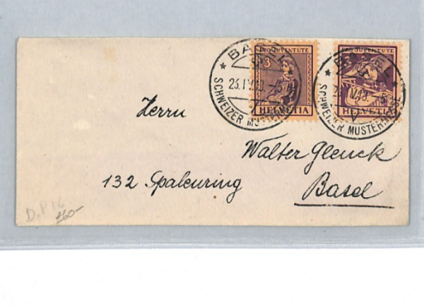 SWITZERLAND Cover EARLY *PRO JUVENTUTE* 3c Stamps{2} 1918 MUSTERMESSE CDS XT228 - Image 3
