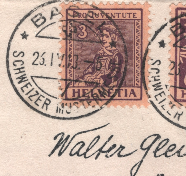 SWITZERLAND Cover EARLY *PRO JUVENTUTE* 3c Stamps{2} 1918 MUSTERMESSE CDS XT228 - Image 5