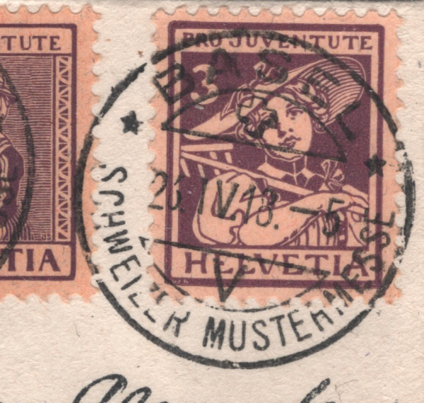 SWITZERLAND Cover EARLY *PRO JUVENTUTE* 3c Stamps{2} 1918 MUSTERMESSE CDS XT228 - Image 6