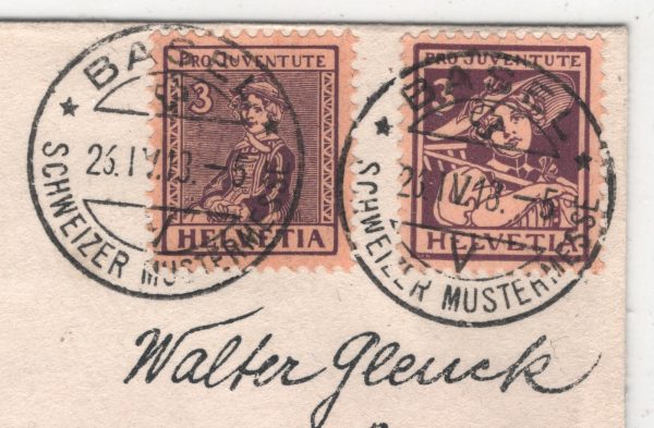 SWITZERLAND Cover EARLY *PRO JUVENTUTE* 3c Stamps{2} 1918 MUSTERMESSE CDS XT228 - Image 10