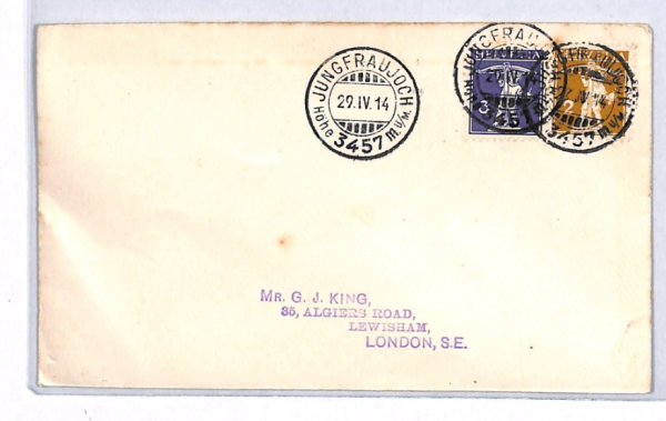 SWITZERLAND Cover *Jungfraujoch* 1914 CDS Swiss MOUNTAIN RAILWAY OFFICE YQ361 - Image 5