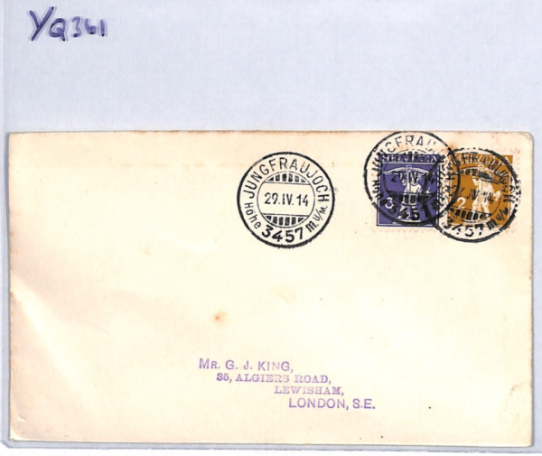 SWITZERLAND Cover *Jungfraujoch* 1914 CDS Swiss MOUNTAIN RAILWAY OFFICE YQ361 - Image 9