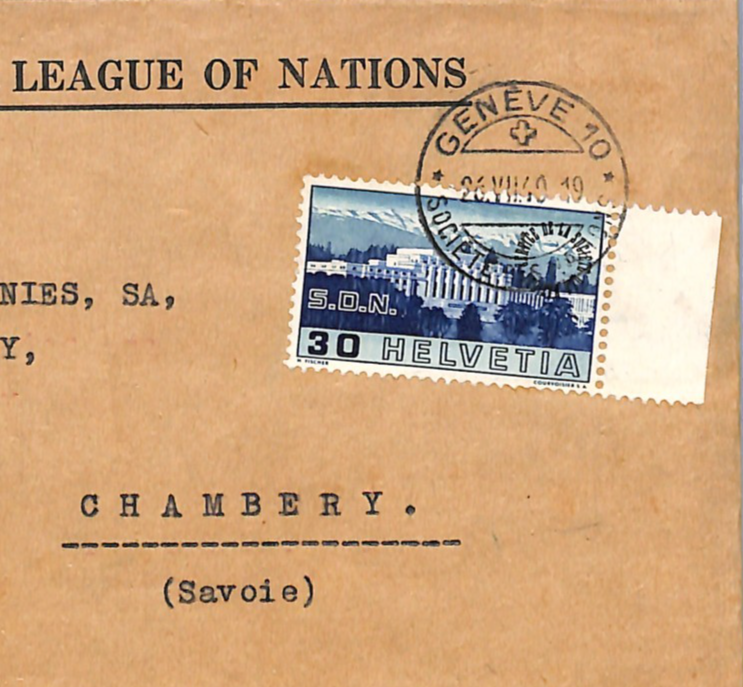 SWITZERLAND Cover LEAGUE OF NATIONS 1940 Geneva France Chambery{samwells}WO178 - Image 7