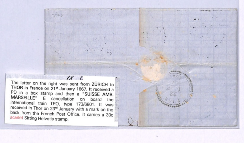 SWITZERLAND Cover RAILWAY TPO *SUISSE AMB MARSEILLE* Zurich EL France 1867 XV151 - Image 4