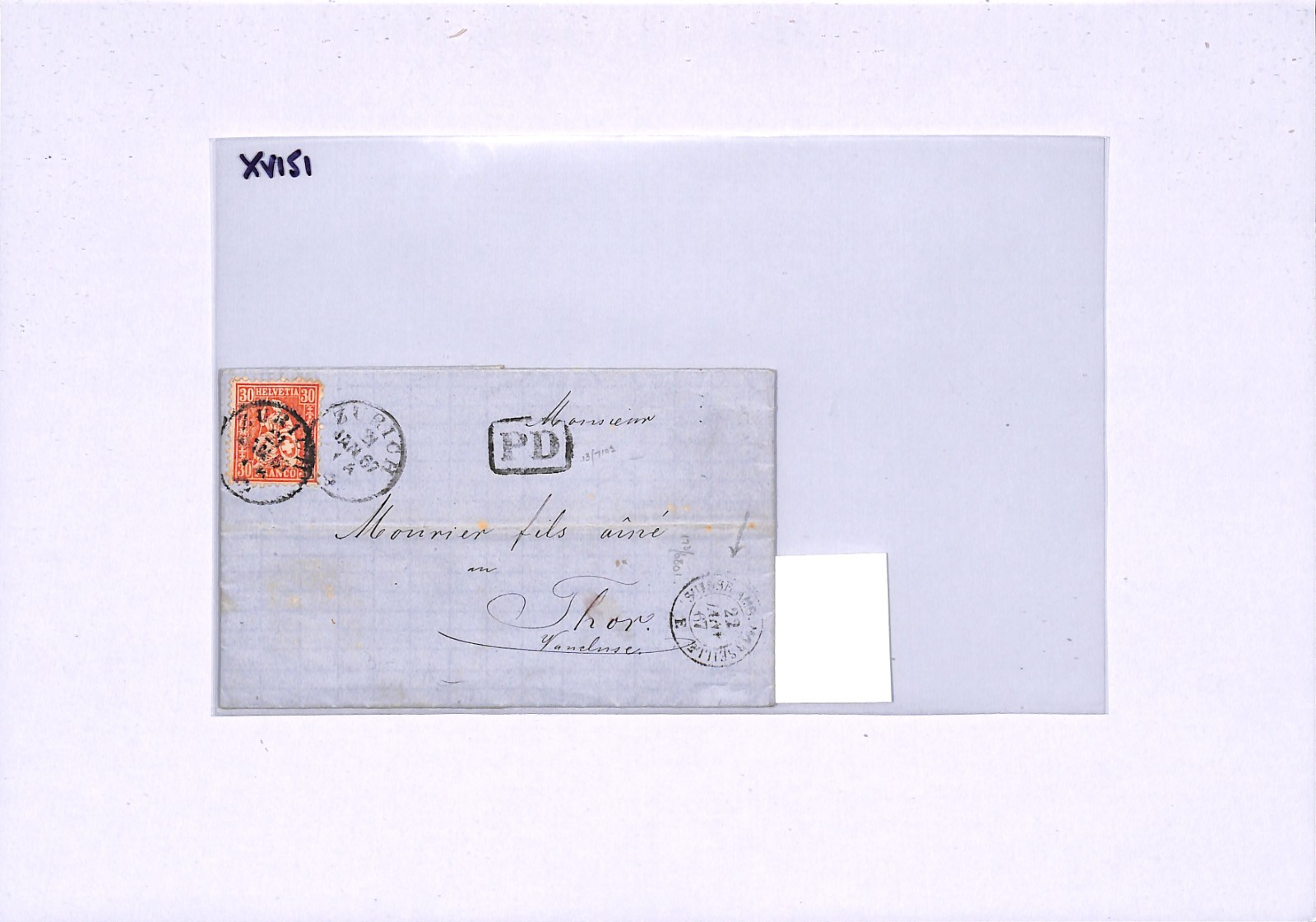 SWITZERLAND Cover RAILWAY TPO *SUISSE AMB MARSEILLE* Zurich EL France 1867 XV151 - Image 5