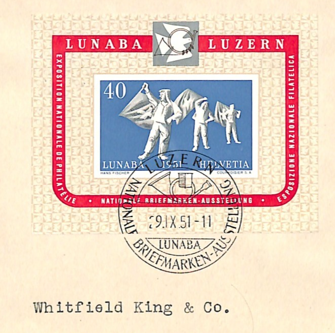 SWITZERLAND FDC 1951 LUNABA Philatelic Exhibition Miniature Sheet Lucerne XM125 - Image 5