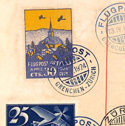 SWITZERLAND Flight Card 1924 *FLUPOST GRENCHEN* 30c Semi-Official Air Stamp WQ3 - Image 6