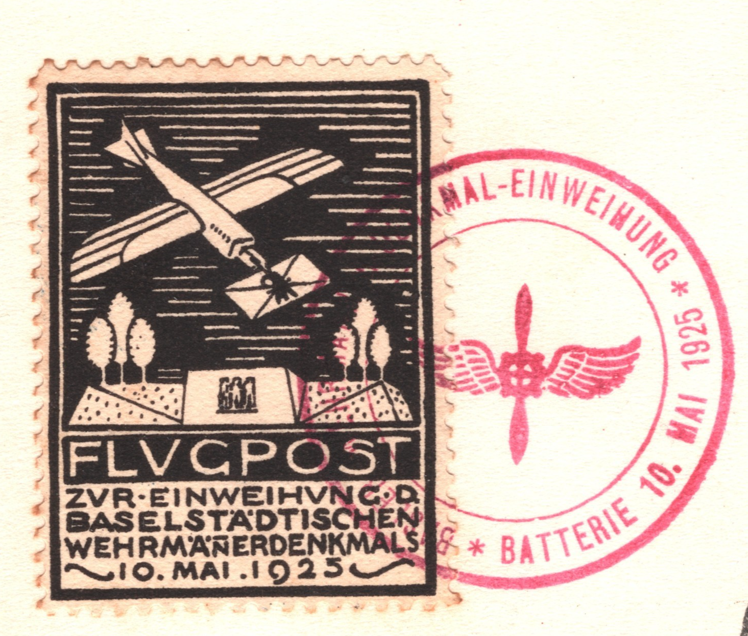 SWITZERLAND Flight Card 1926 *FLUGPOST* LABEL Basel-Zurich MILITARY Air Mail WQ1