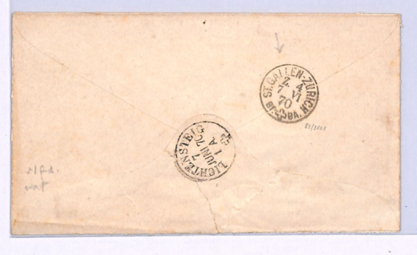 SWITZERLAND RAILWAY Cover 1870 *ST GALLEN-ZURICH* TPO Lichtensteig Herisau XV134 - Image 6