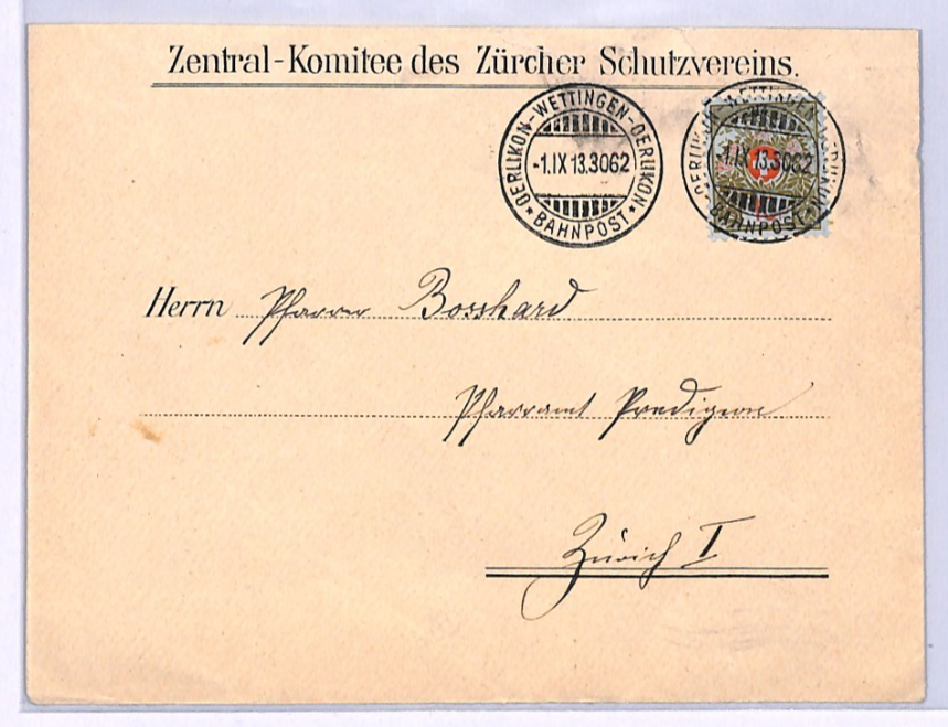 SWITZERLAND RAILWAY Official Cover 1913 TPO *OERLIKON-WETTINGEN BAHNPOST* XV167 - Image 3