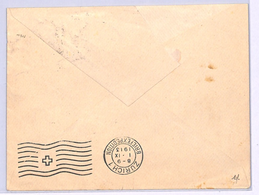 SWITZERLAND RAILWAY Official Cover 1913 TPO *OERLIKON-WETTINGEN BAHNPOST* XV167 - Image 4