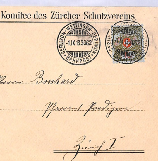 SWITZERLAND RAILWAY Official Cover 1913 TPO *OERLIKON-WETTINGEN BAHNPOST* XV167 - Image 5