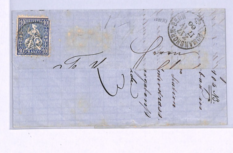 SWITZERLAND RAILWAY TPO *ROMANSHORN-BERN* CDS 1866 Part Cover{samwells}XV152