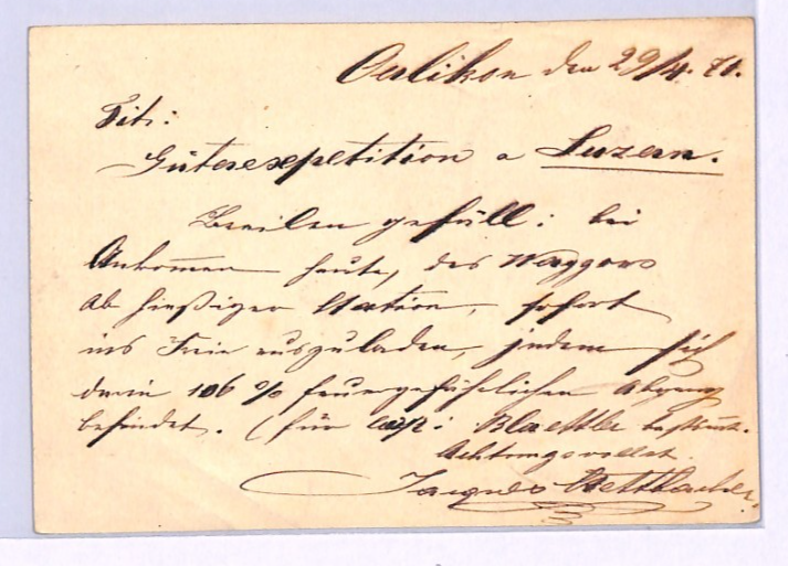 SWITZERLAND Stationery ERROR Card RAILWAY TPO ROMANSHORN-BERN Lucerne 1871 XV155 - Image 3