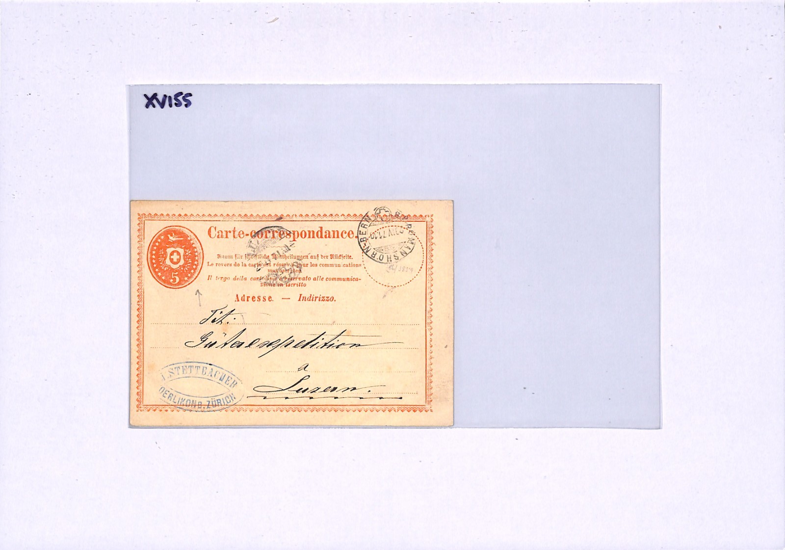 SWITZERLAND Stationery ERROR Card RAILWAY TPO ROMANSHORN-BERN Lucerne 1871 XV155 - Image 4