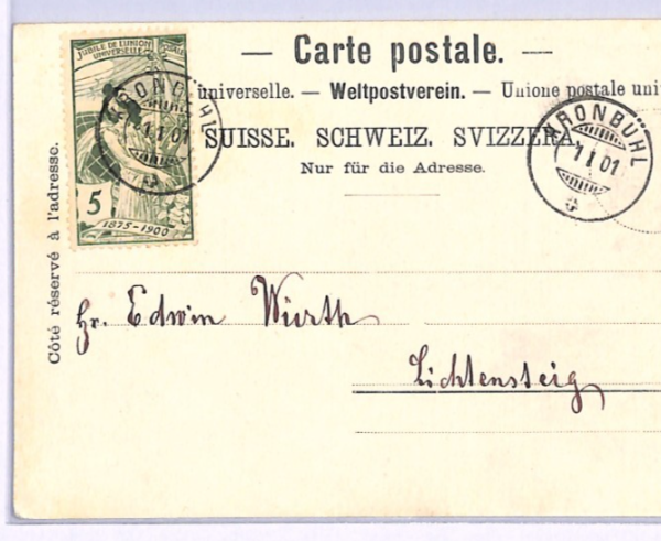 SWITZERLAND *UPU* JUBILEE Stamps ILLUSTRATED Colour 1900 Card ANNIVERSARY XV75 - Image 4