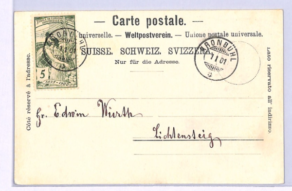 SWITZERLAND *UPU* JUBILEE Stamps ILLUSTRATED Colour 1900 Card ANNIVERSARY XV75 - Image 5