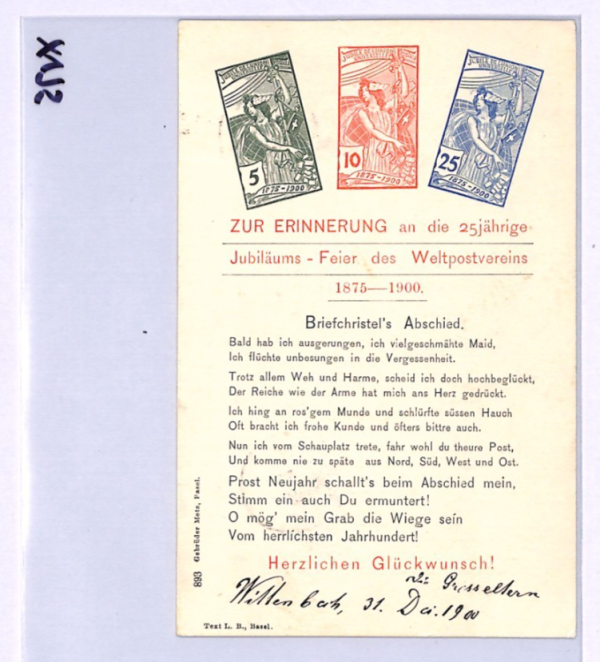 SWITZERLAND *UPU* JUBILEE Stamps ILLUSTRATED Colour 1900 Card ANNIVERSARY XV75 - Image 7