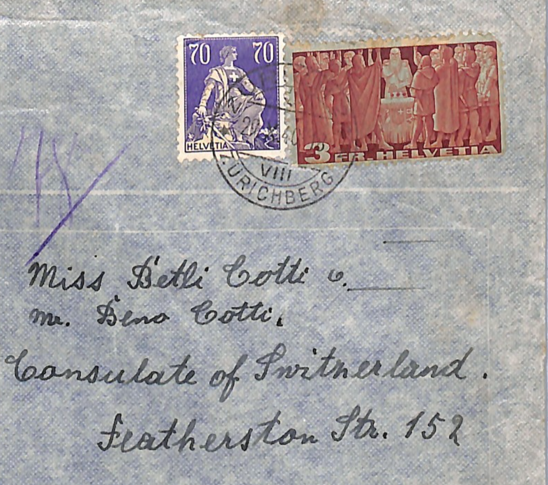 SWITZERLAND WW2 Cover 3f HIGH VALUE Zürich 1940 NEW ZEALAND *CENSOR* WG359 - Image 5