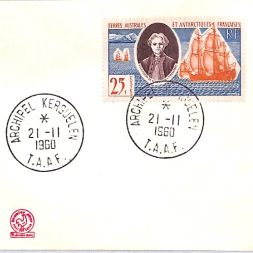TAAF ANTARCTIC France 1960 FDC Kerguelen Discovery PENGUINS Illustrated YW206 - Image 4