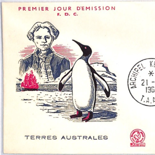 TAAF ANTARCTIC France 1960 FDC Kerguelen Discovery PENGUINS Illustrated YW206 - Image 6