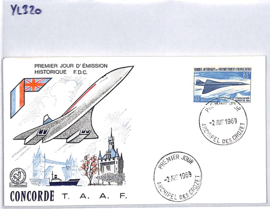 TAAF ANTARCTIC France 1969 FDC Illustrated *CONCORDE* 85f First Day Cover YL320 - Image 8