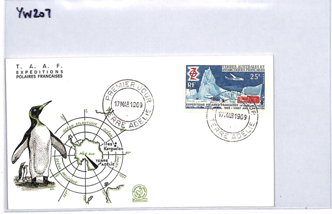 TAAF ANTARCTIC France 1969 FDC PENGUINS Illustrated 25f POLAR EXPLORATION YW207 - Image 10