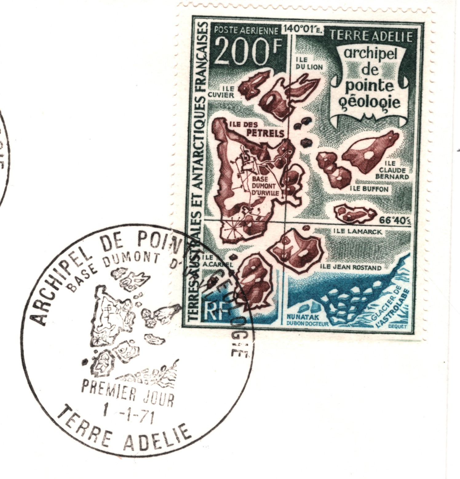 TAAF ANTARCTIC France 1971 FDC 200f Air HIGH VALUE Dumont D'Urville POLAR YW209 - Image 7
