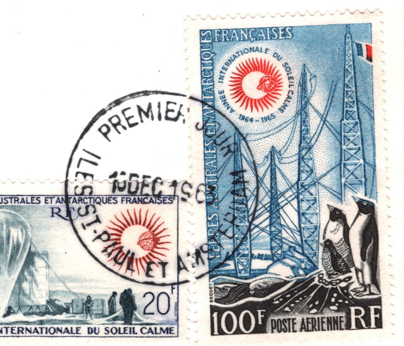 TAAF ANTARCTIC Space 1963 FDC 20f 100f PENGUINS Observation BALLOON POLAR YW208 - Image 5