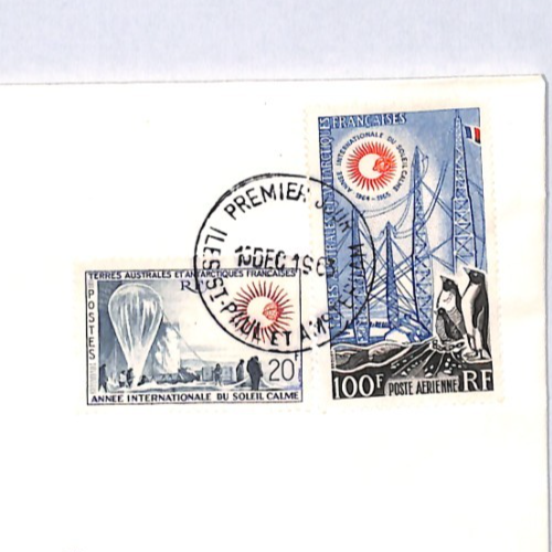 TAAF ANTARCTIC Space 1963 FDC 20f 100f PENGUINS Observation BALLOON POLAR YW208 - Image 6