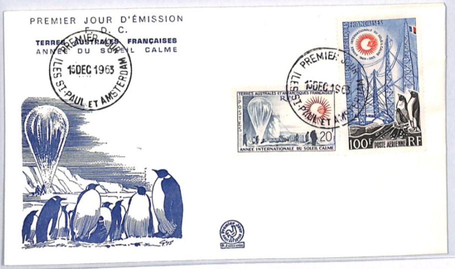 TAAF ANTARCTIC Space 1963 FDC 20f 100f PENGUINS Observation BALLOON POLAR YW208 - Image 7