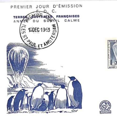 TAAF ANTARCTIC Space 1963 FDC 20f 100f PENGUINS Observation BALLOON POLAR YW208 - Image 8