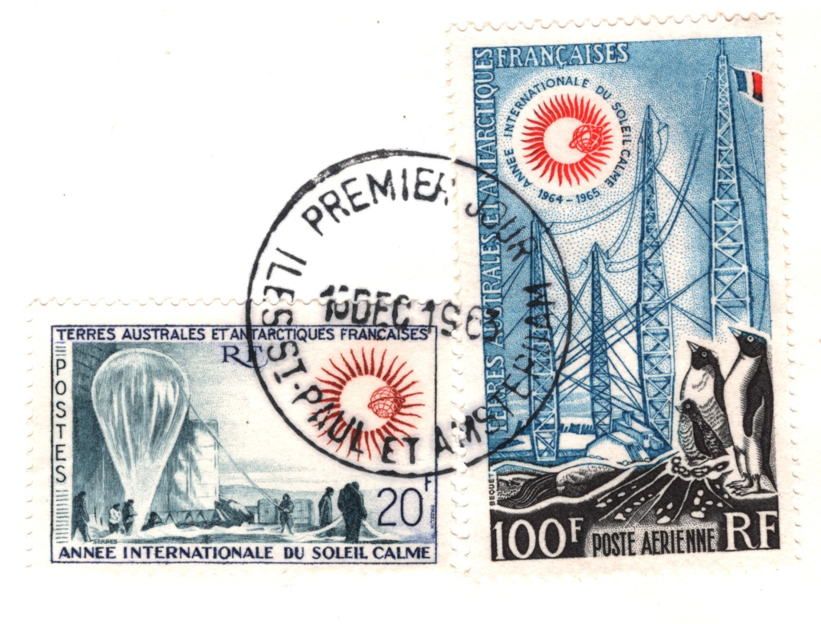 TAAF ANTARCTIC Space 1963 FDC 20f 100f PENGUINS Observation BALLOON POLAR YW208