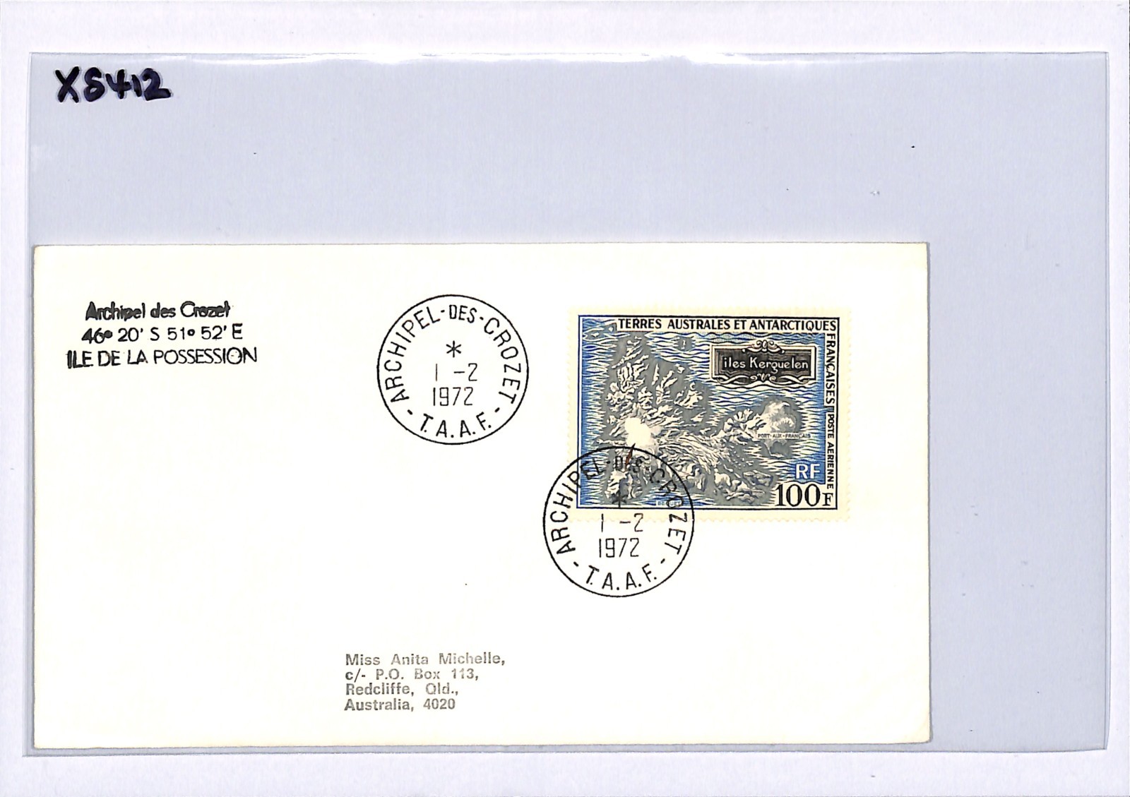 TAAF France Cols 100f First Day Cover 1972 Crozet FDC {samwells-covers}XS412 - Image 11