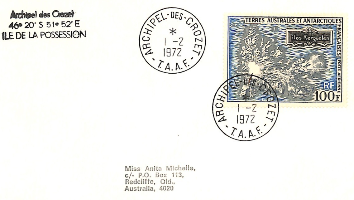 TAAF France Cols 100f First Day Cover 1972 Crozet FDC {samwells-covers}XS412 - Image 5