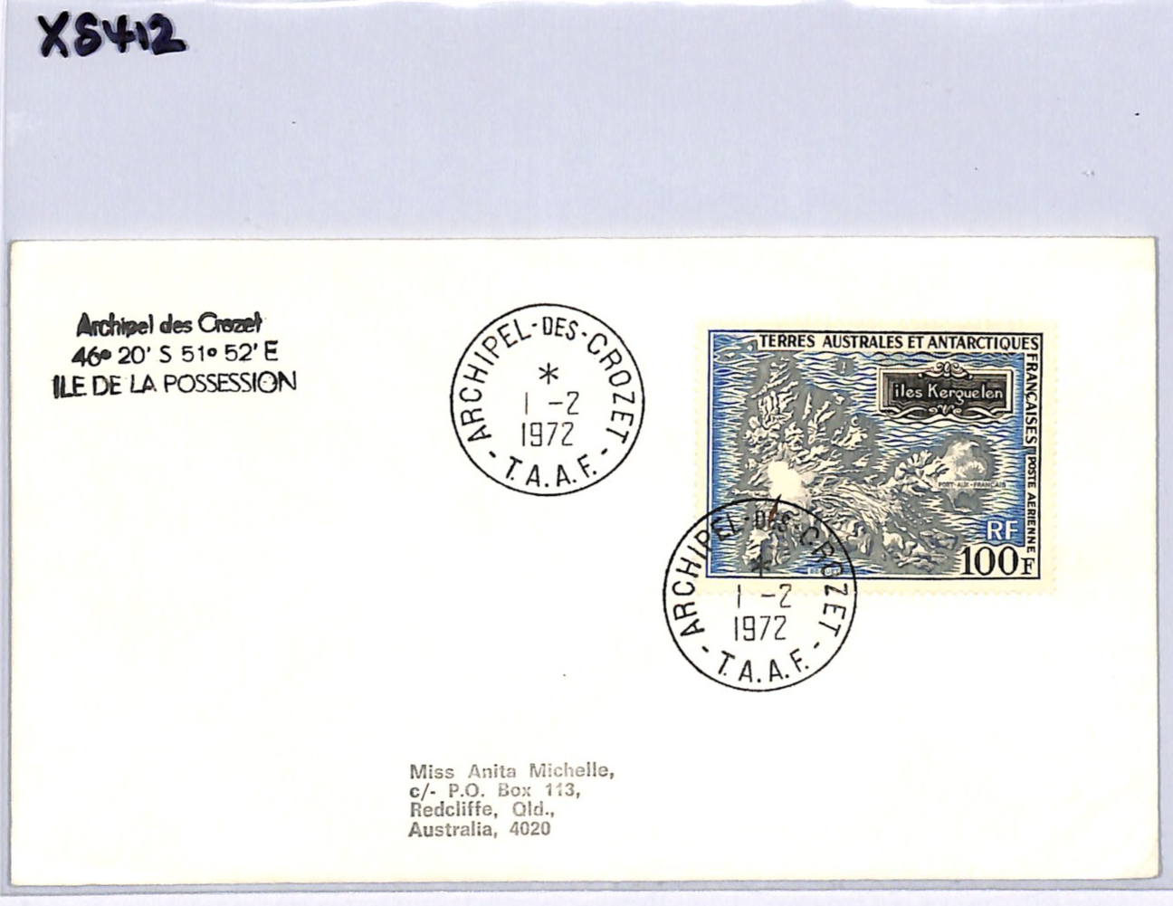 TAAF France Cols 100f First Day Cover 1972 Crozet FDC {samwells-covers}XS412 - Image 7