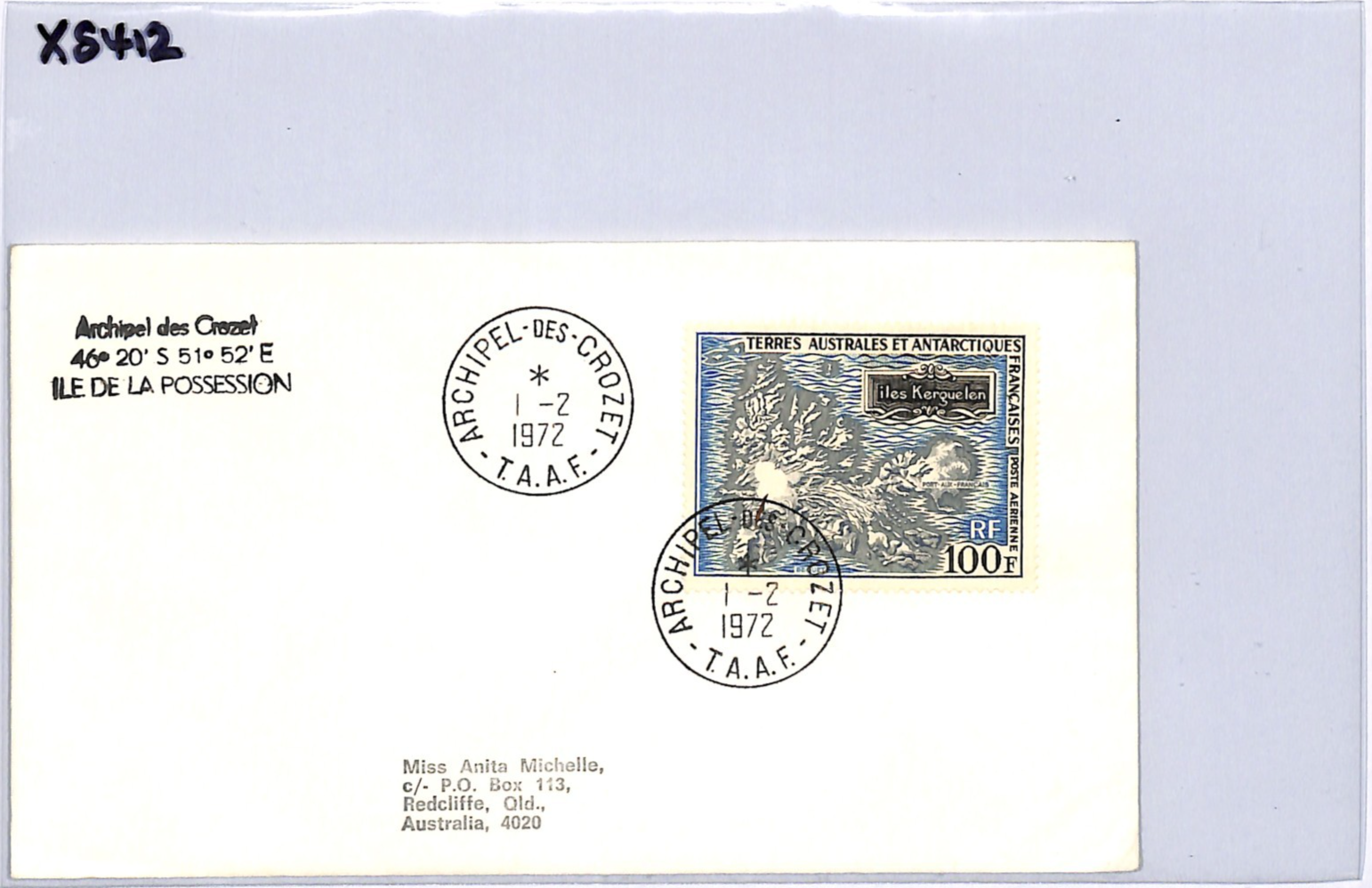 TAAF France Cols 100f First Day Cover 1972 Crozet FDC {samwells-covers}XS412 - Image 9
